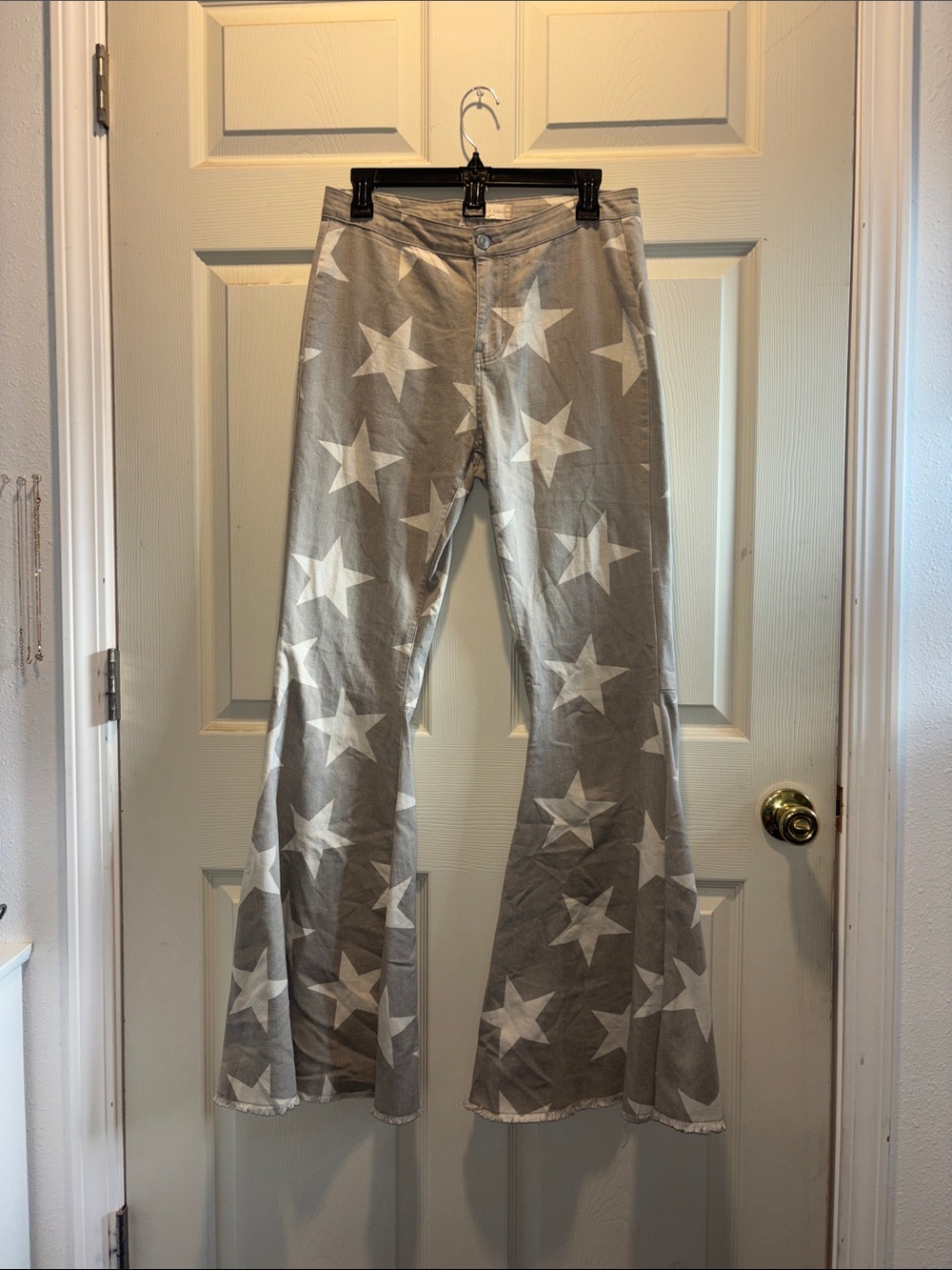 Altar'd State Gray Star Print Wide-Leg Jeans
